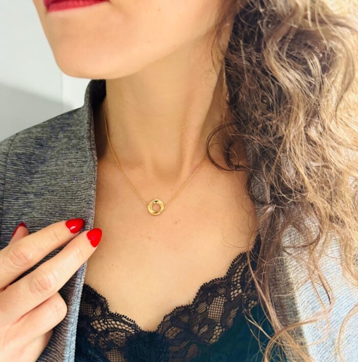 Collier cercle ajouré torsade - Plaqué or – Image 3