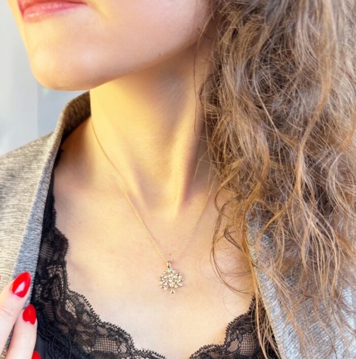 Collier arbre de vie - Oxydes de zirconium - Plaqué or – Image 3
