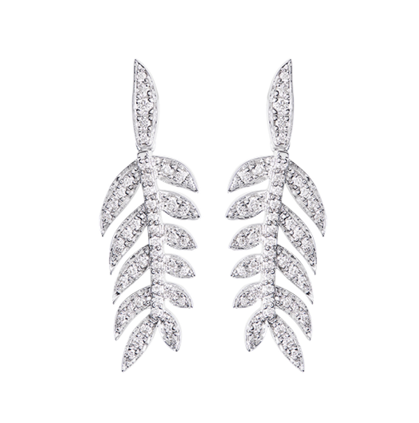 Boucle d'oreilles Lauriers de Gloire - or blanc 18 carats et diamants