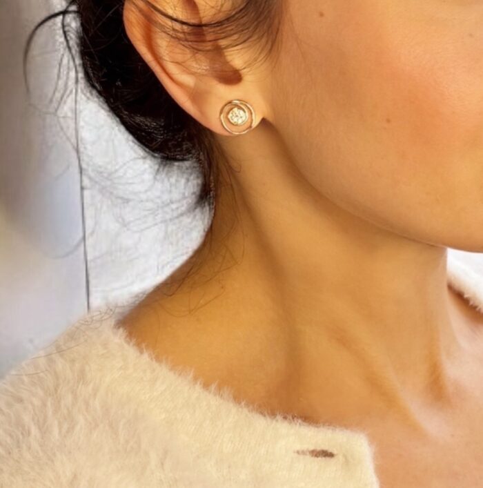 Boucles d'oreilles "Spirale Aura" - Oxydes de zirconium - Plaqué or – Image 5