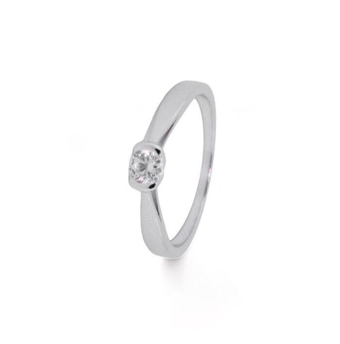 BAGUE SOLITAIRE OXYDE DE ZIRCONIUM - ARGENT RHODIE