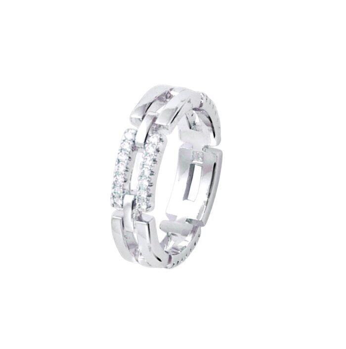 Bague rectangle Urban - Oxydes de zirconium -  Argent rhodié