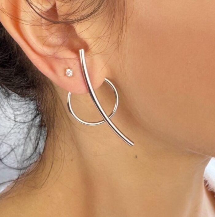 Boucles d'oreilles "Graphic" - Argent platiné – Image 3