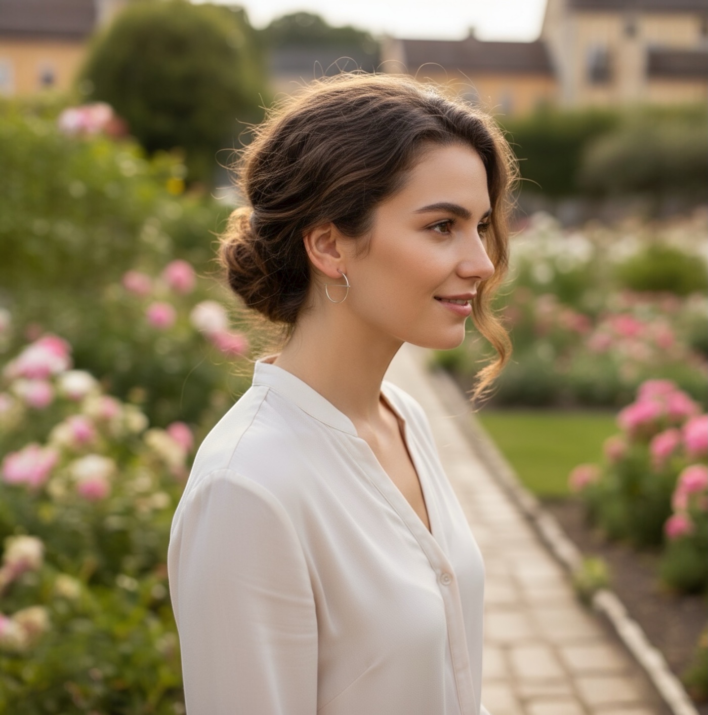 Boucles d'oreilles créoles - "Arcéa"- Argent rhodié – Image 4