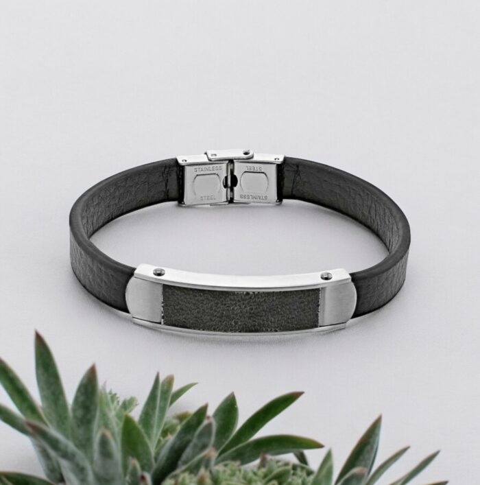 Bracelet ceinture - Cuir noir - Acier – Image 2