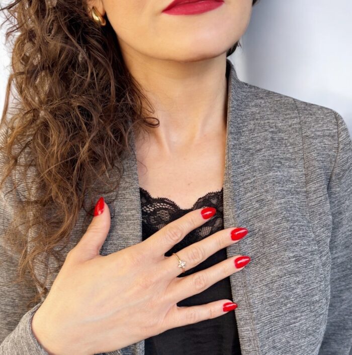 Bague "Étozya" - Oxydes de zirconium - Plaqué or – Image 3