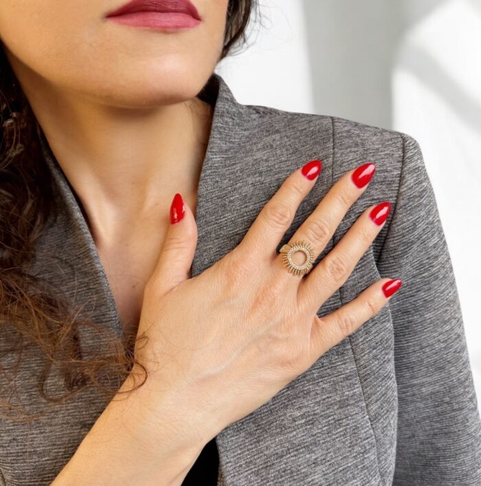 Bague "Selyo" - Oxydes de zirconium - Plaqué or – Image 4