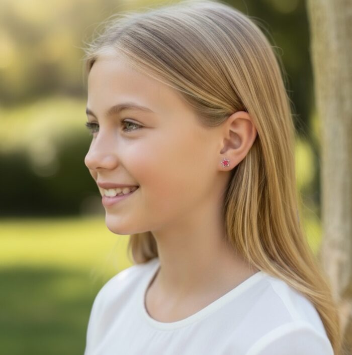 Boucles d'oreilles "Télya" - Laque rose  - Argent rhodié – Image 4
