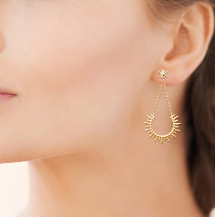 Boucles d'oreilles pendantes "Shine" - Plaqué or – Image 4