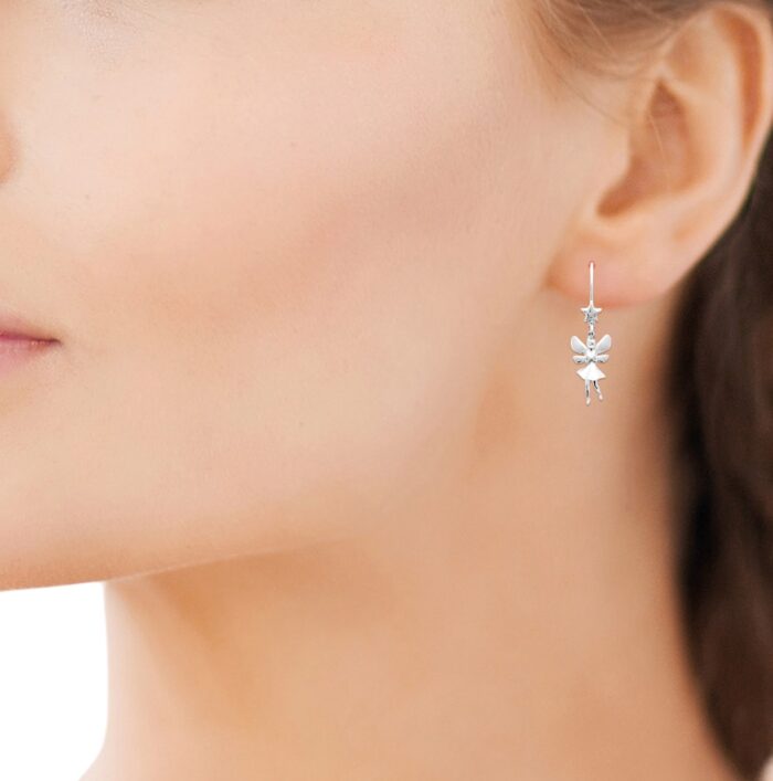Boucles d'oreilles pendantes "Divine fée" - Argent rhodié – Image 5