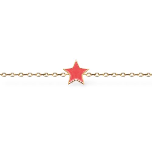 Bracelet "Télya" - Laque rose - Plaqué or
