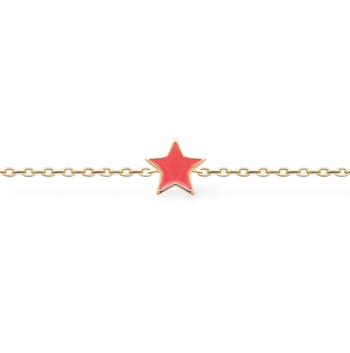Bracelet "Télya" - Laque rose - Plaqué or