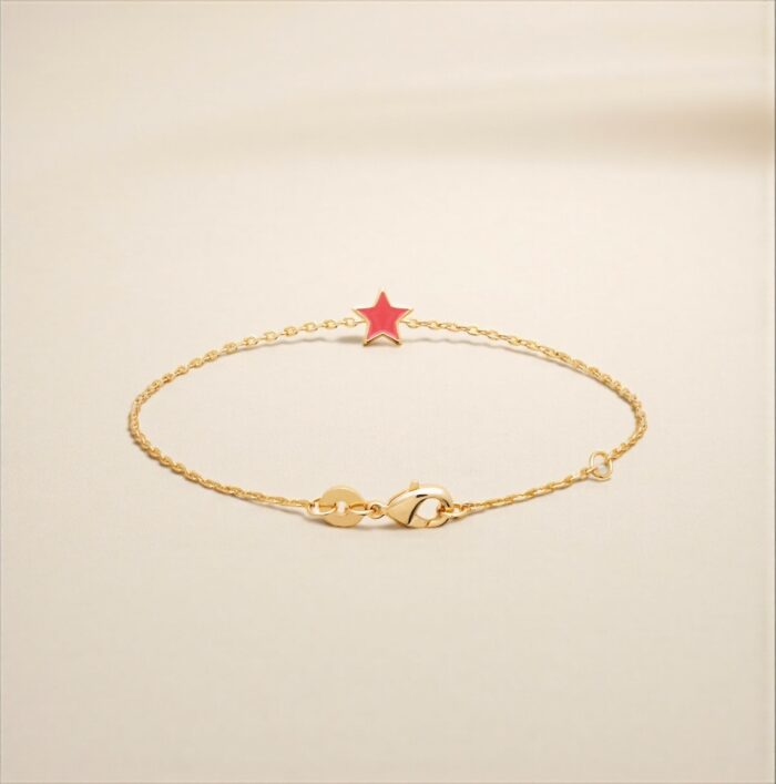 Bracelet "Télya" - Laque rose - Plaqué or – Image 4