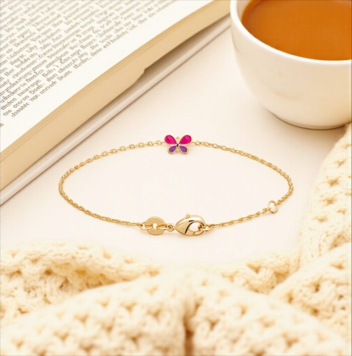 Bracelet "B4" - Laque Violette et rose -  Plaqué or – Image 4