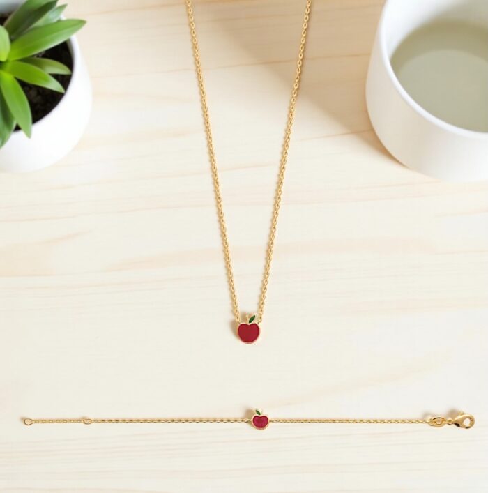 Bracelet "D1" POMME - Laqué rouge - Plaqué or – Image 4