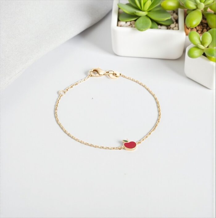 Bracelet "D1" POMME - Laqué rouge - Plaqué or – Image 3