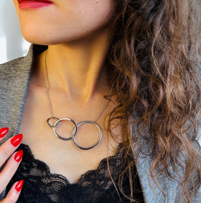 Collier cercles entrelacés - Argent rhodié – Image 4