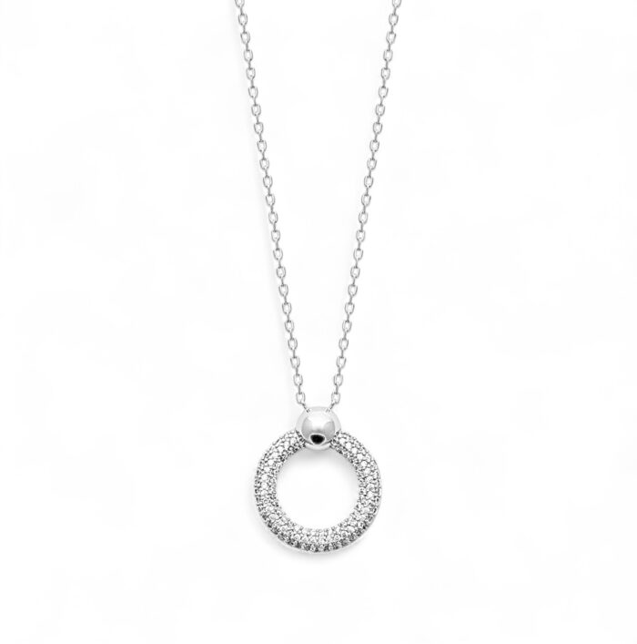 Collier cercle de lumière - Oxydes de zirconium - Argent rhodié
