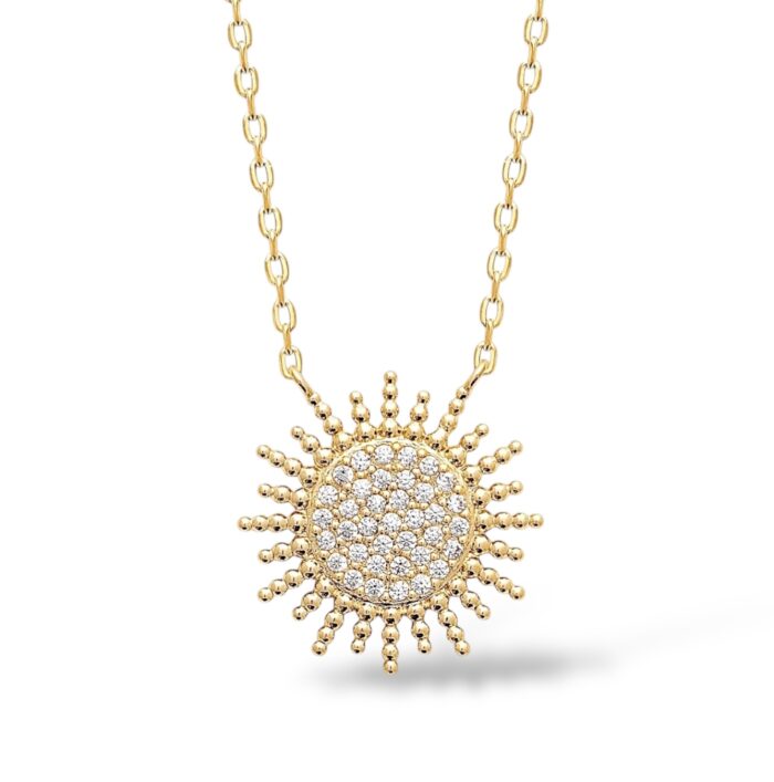 Collier "Solanide" - Oxydes de zirconium - Plaqué or