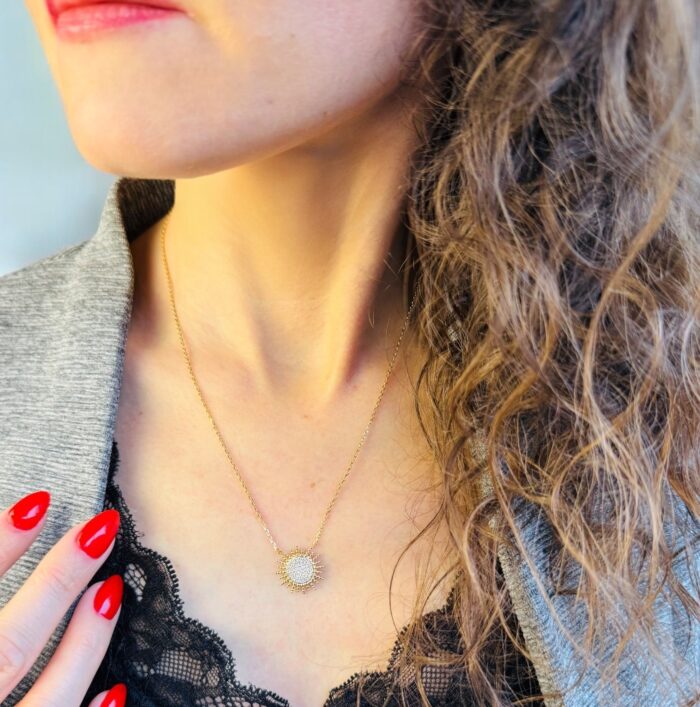 Collier soleil - Oxydes de zirconium - Plaqué or – Image 4
