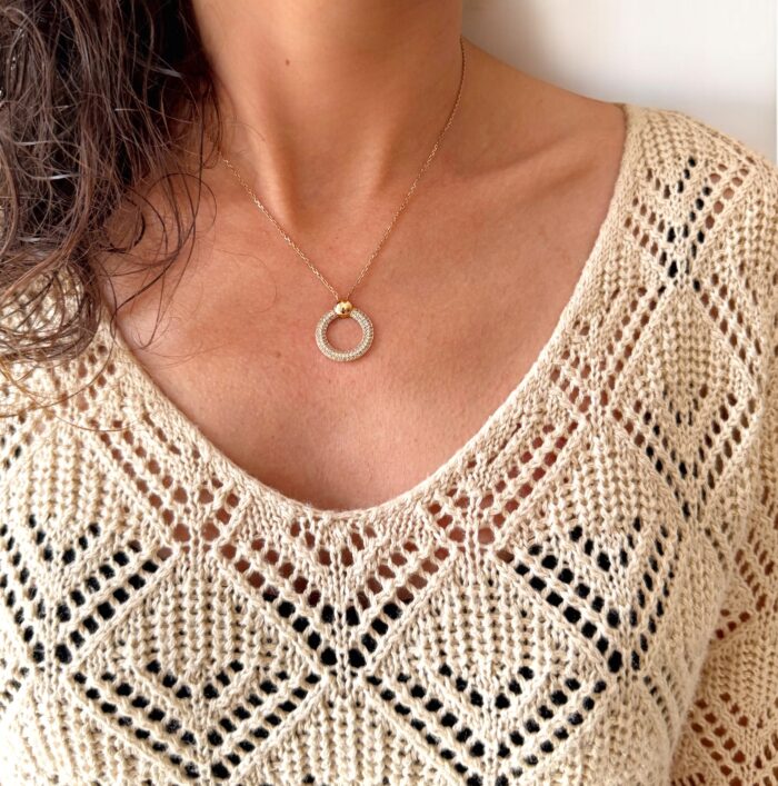 Collier "cercle de lumière" - Oxydes de zirconium - Plaqué or – Image 6