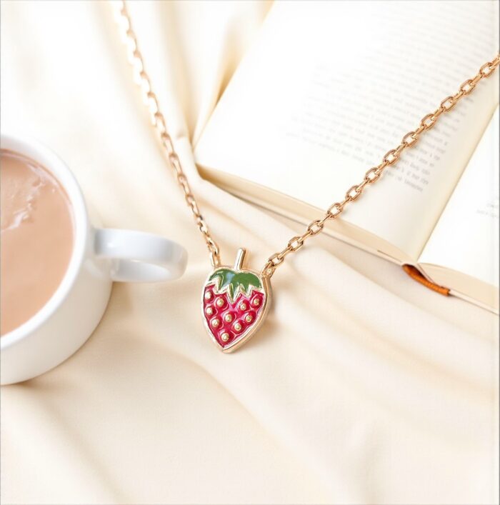 Collier "3A" - Laque rouge et vert - Plaqué or – Image 3
