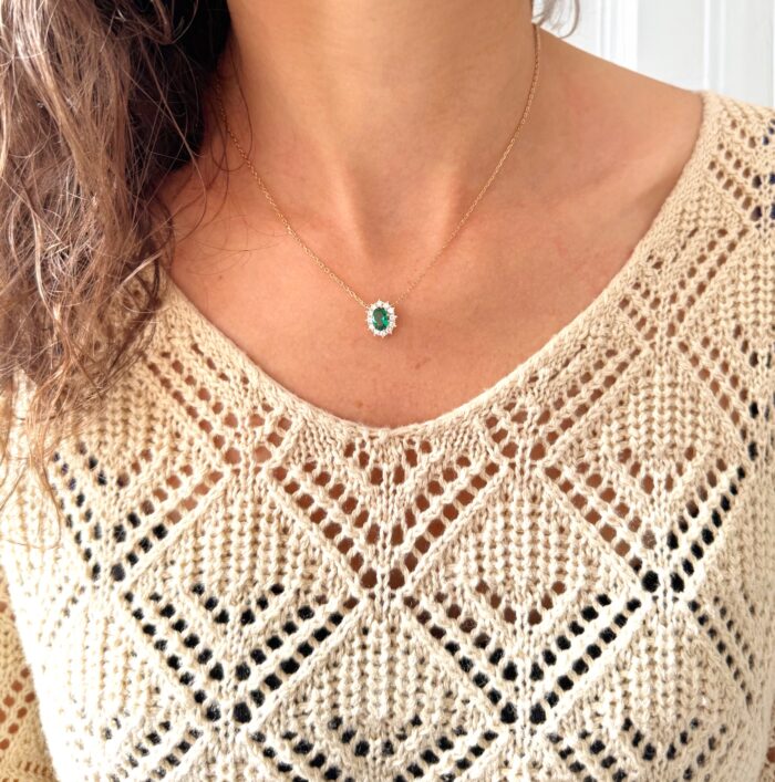 Collier "Sublimité" vert - Oxydes de zirconium - Plaqué or – Image 6
