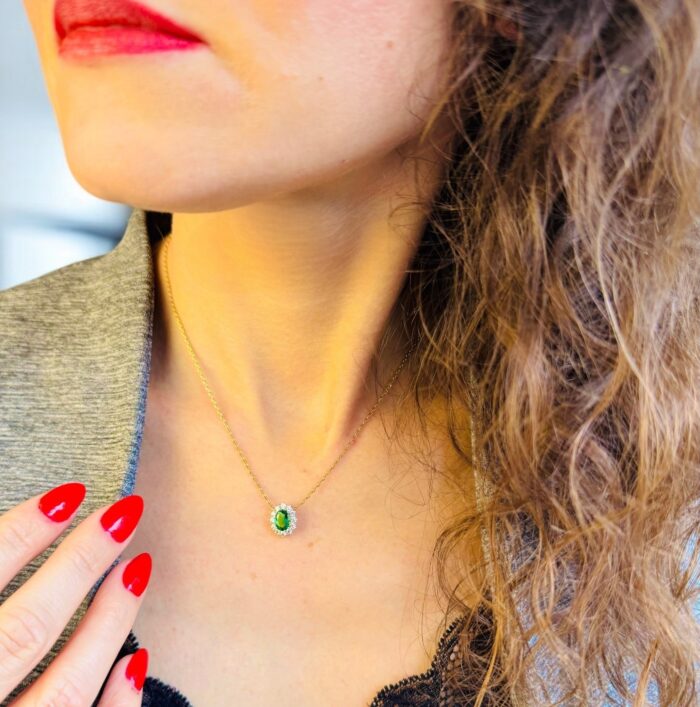 Collier "Sublimité" vert - Oxydes de zirconium - Plaqué or – Image 4