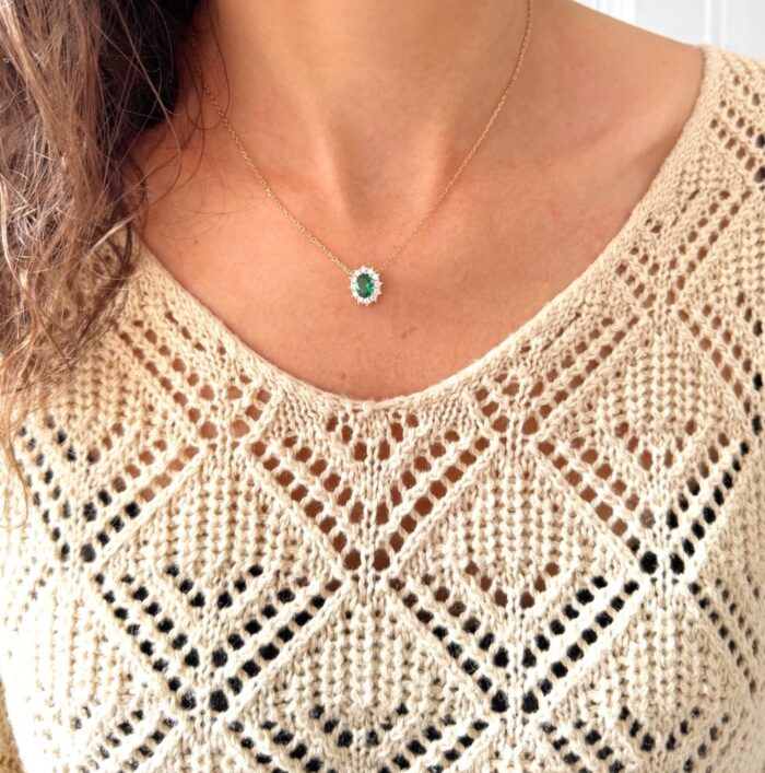 Collier "Sublimité" vert - Oxydes de zirconium - Plaqué or – Image 5