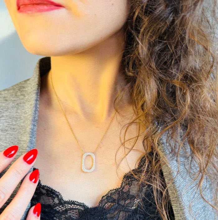 Collier rectangle - Oxydes de zirconium - Plaqué or – Image 5