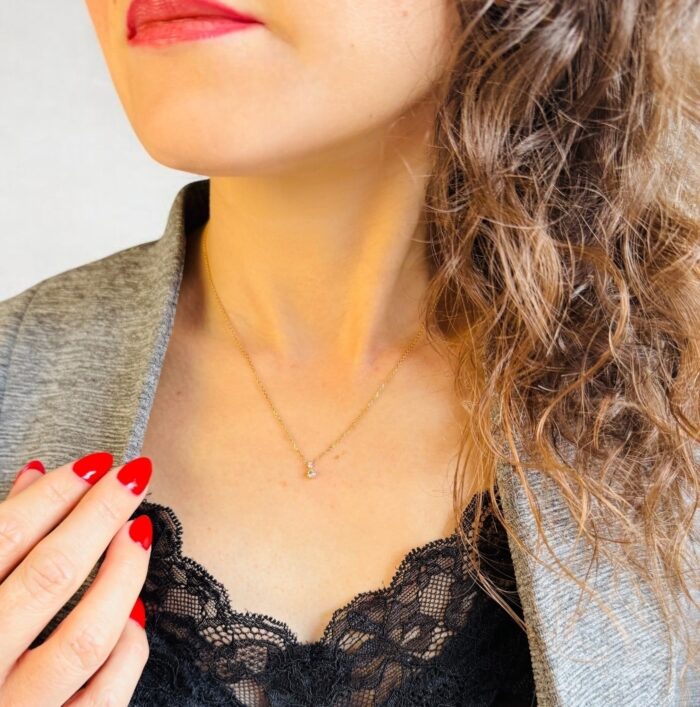 Collier délicatesse - Oxydes de zirconium - Plaqué or – Image 4