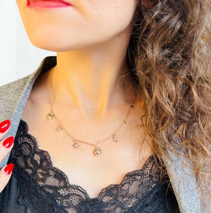 Collier astral - Oxydes de zirconium - Plaqué or – Image 3