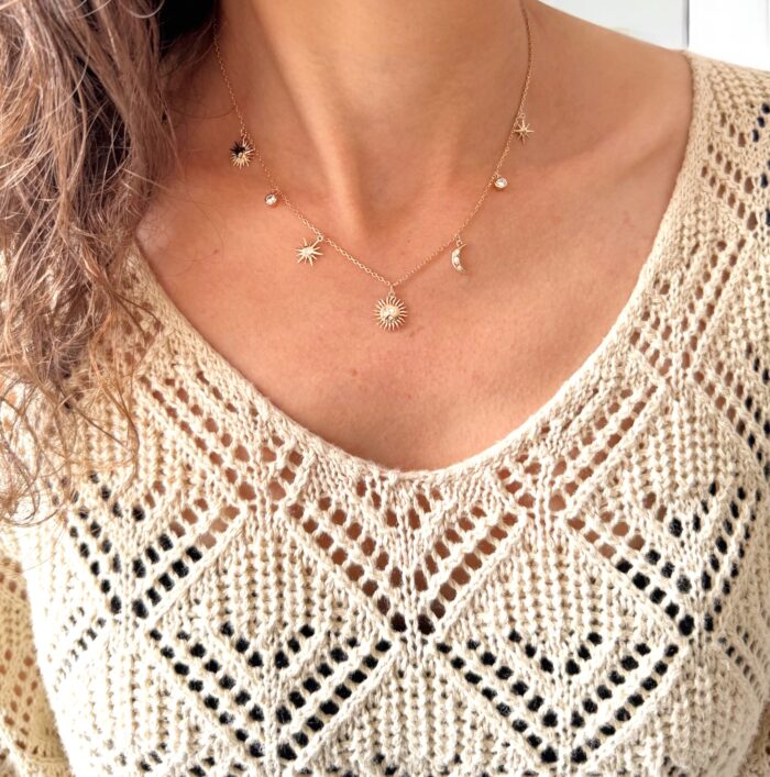 Collier astral - Oxydes de zirconium - Plaqué or – Image 4