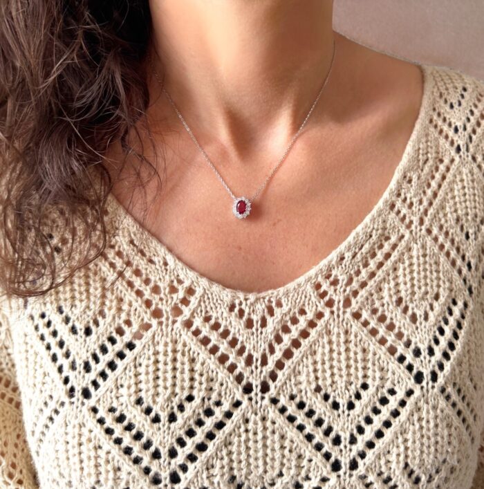 Collier sublimité rouge - Oxydes de zirconium - Argent rhodié – Image 6