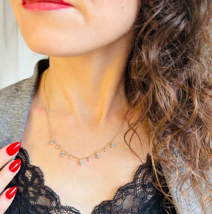 Collier majestral - Oxydes de zirconium bleu/blanc - Plaqué or – Image 3