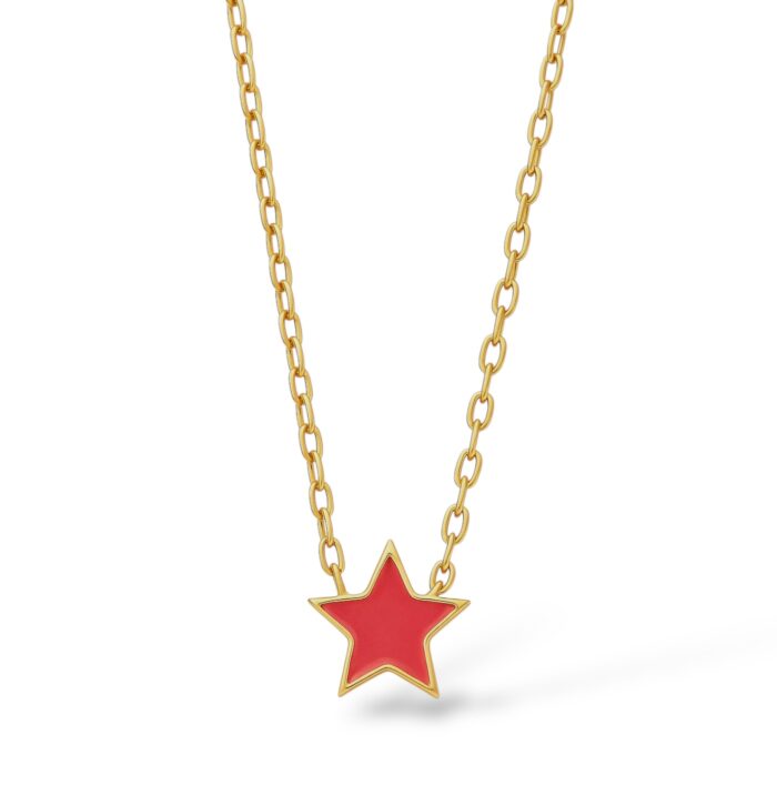 Collier "Télya" - Laque rose - Plaqué or