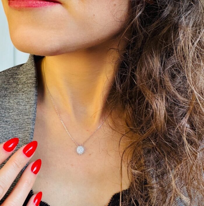 Collier soleil - Oxydes de zirconium - Argent rhodié – Image 4