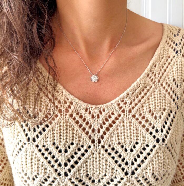 Collier soleil - Oxydes de zirconium - Argent rhodié – Image 6