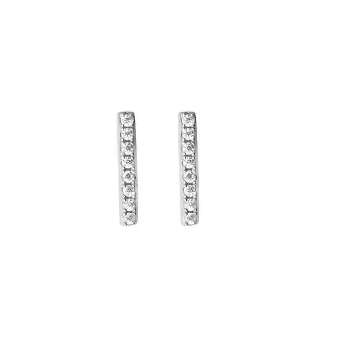 Boucles d'oreilles barrette - Oxydes de zirconium - Argent rhodié