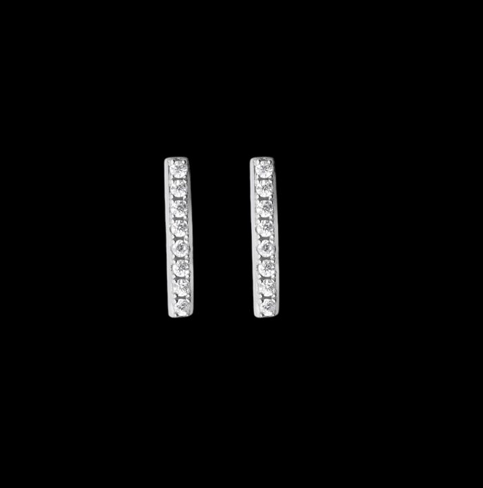 Boucles d'oreilles barrette - Oxydes de zirconium - Argent rhodié – Image 2