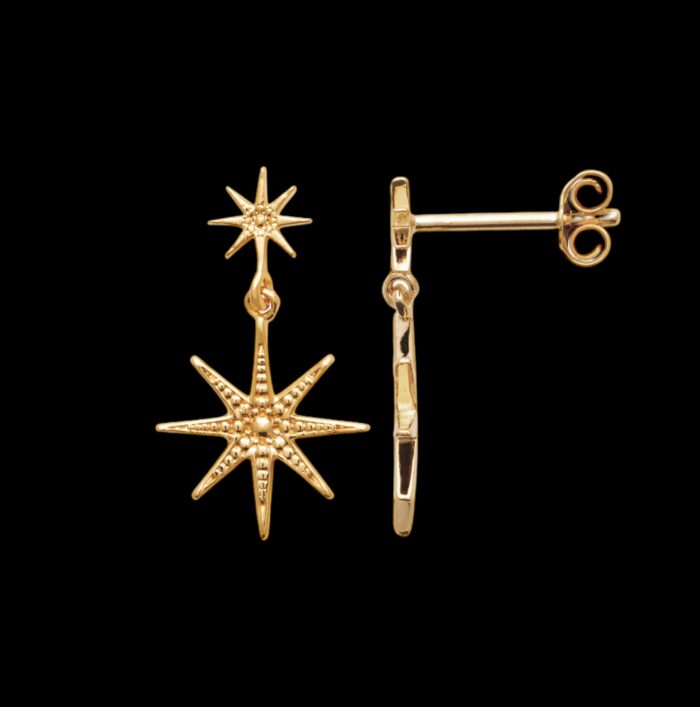 Boucles d'oreilles étoiles - Plaqué or – Image 2