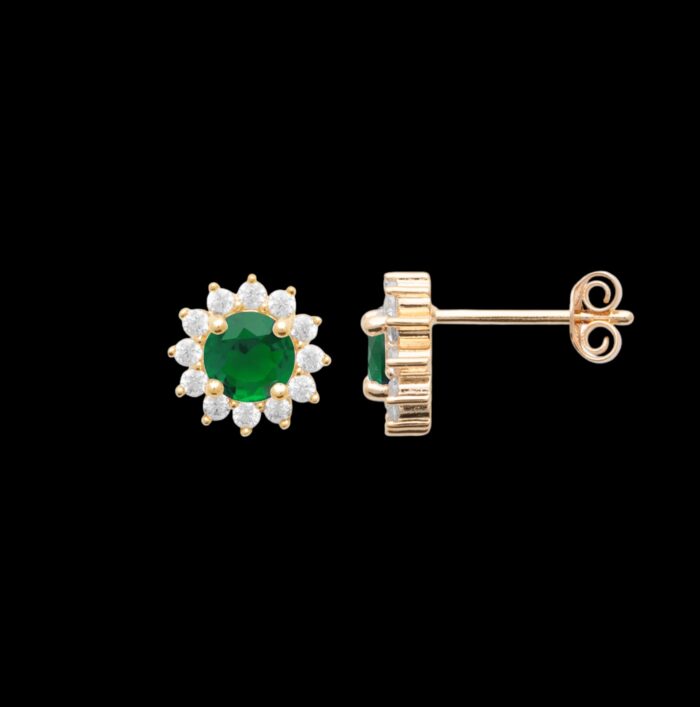 Boucles d'oreilles romanesque - Oxyde de zirconium vert - Plaqué or – Image 2