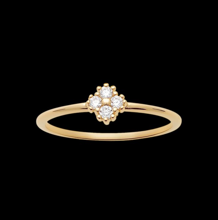 Bague florale - Oxydes de zirconium - Plaqué or – Image 2