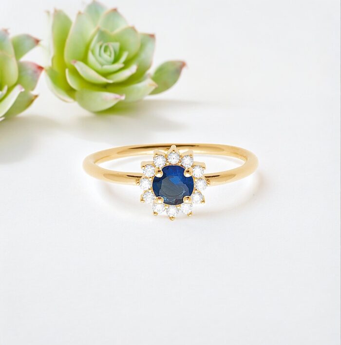 Bague "Prodigieux" - Oxyde de zirconium bleu - Plaqué or – Image 3