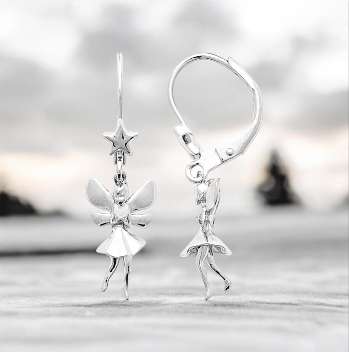 Boucles d'oreilles pendantes divine fée - Argent rhodié – Image 3