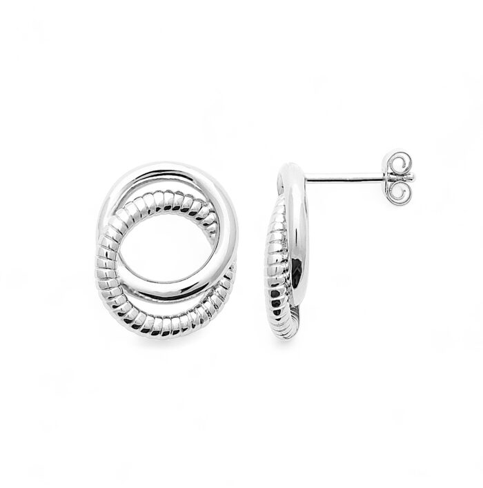 Boucles d'oreilles double anneaux - Argent rhodié