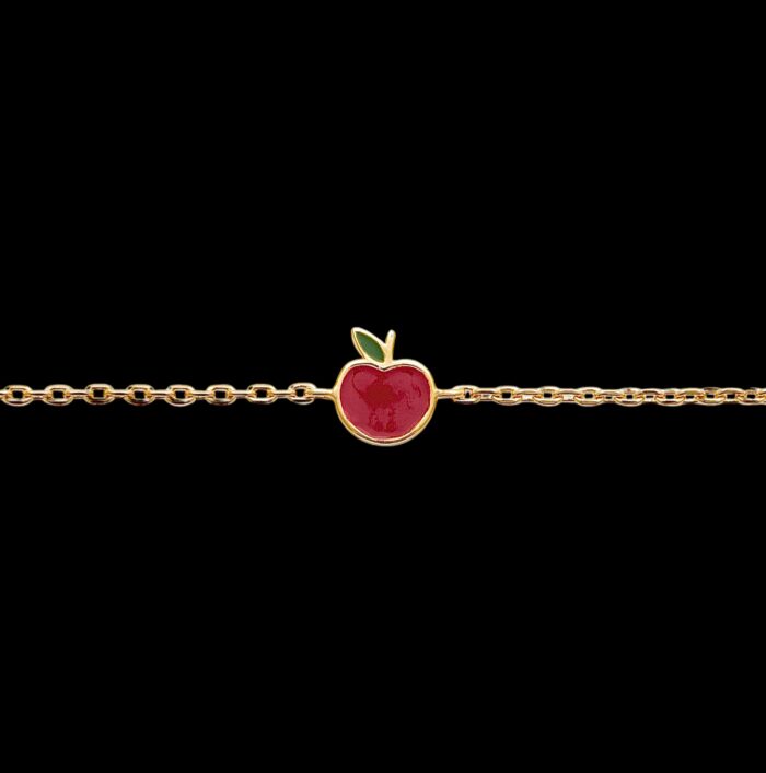 Bracelet pomme - Laqué rouge - Plaqué or – Image 2