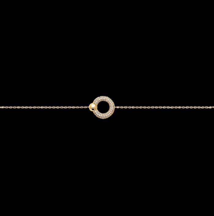 Bracelet disque - Oxydes de zirconium - Plaqué or – Image 2