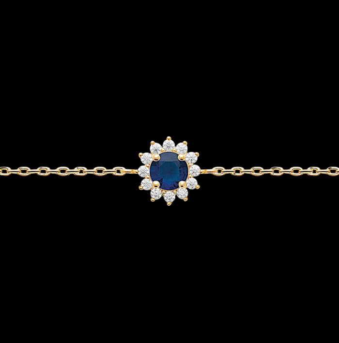 Bracelet "Prodigieux" - Oxyde de zirconium bleu - Plaqué or – Image 2