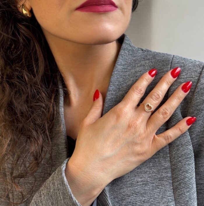 Bague "Coeur radieux" - Oxydes de zirconium - Plaqué or – Image 5